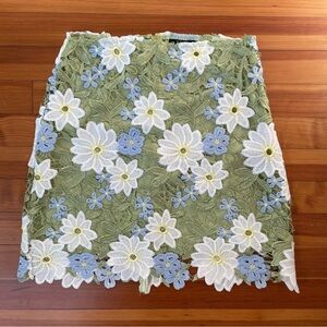 Vici Green Floral Lace Mini Skirt